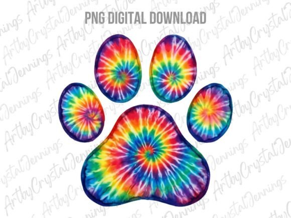 Download Tie Dye Rainbow Dog Paw Print PNG - Premium Resources