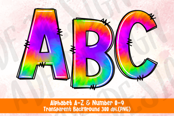 Download Colorful Tie Dye Doodle Alphabet PNG - Tie Collection