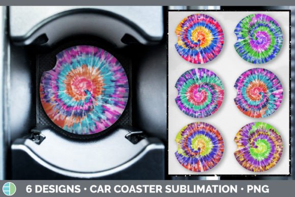 Download Tie Dye Car Coaster | Sublimation Design - Tie Collection