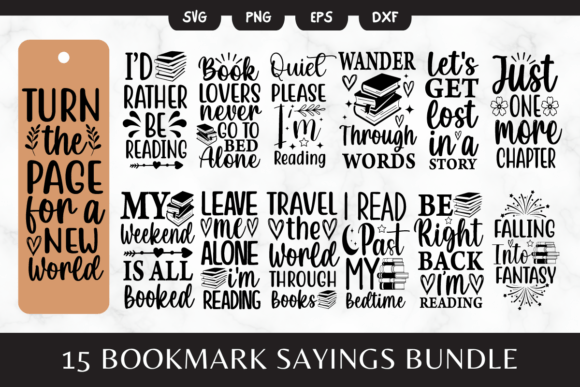 Download 15 Bookmark SVG | Book Lovers Sayings - Bookmark svg Collection